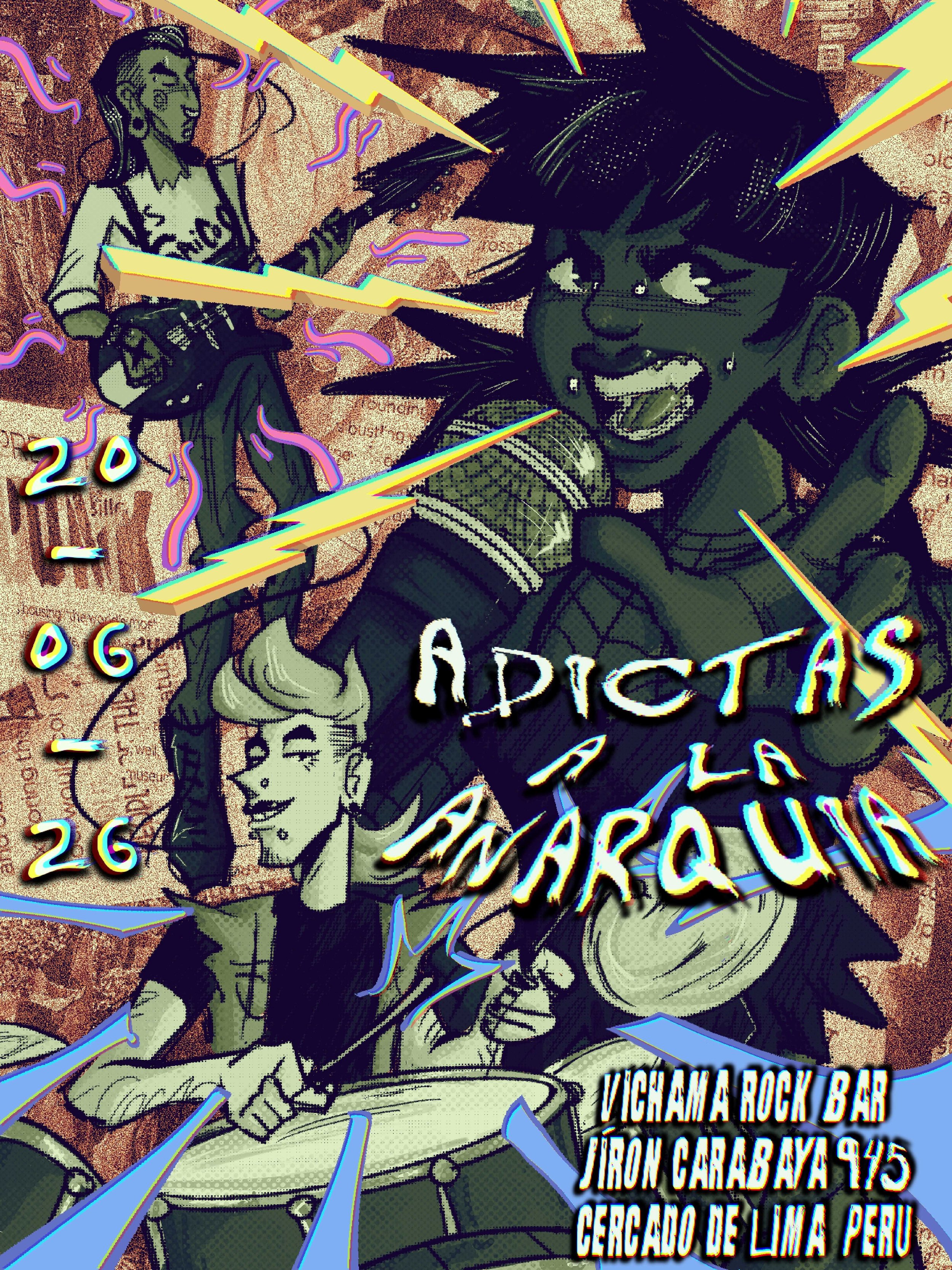 "ADICTAS A LA ANARQUIA" - Anarchy Addicts fake gig poster 