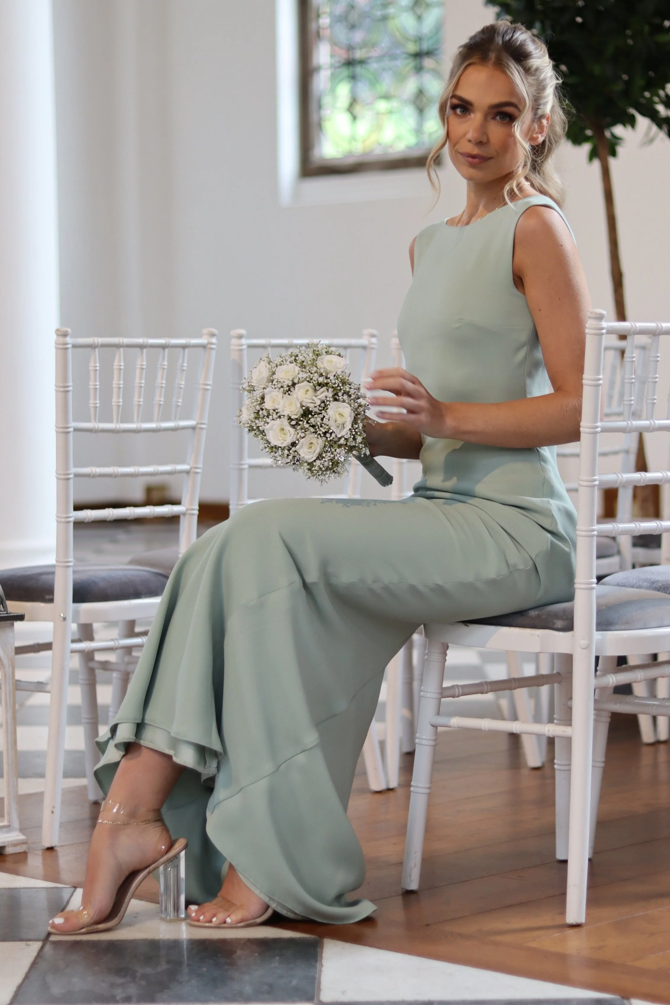 bridesmaid dresses uk Wrap Tie Satin Bridesmaid Dress - Burnt Peach main image 1