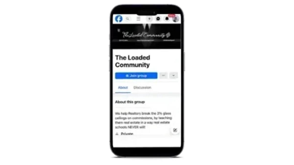 A smartphone displaying a Facebook group page titled "The Loaded Community".