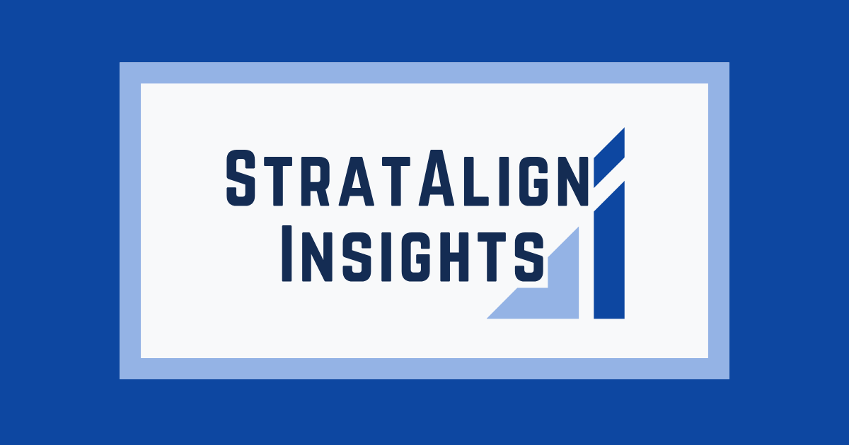 StratAlign Insights logo with stylized bar chart design in blue and white.