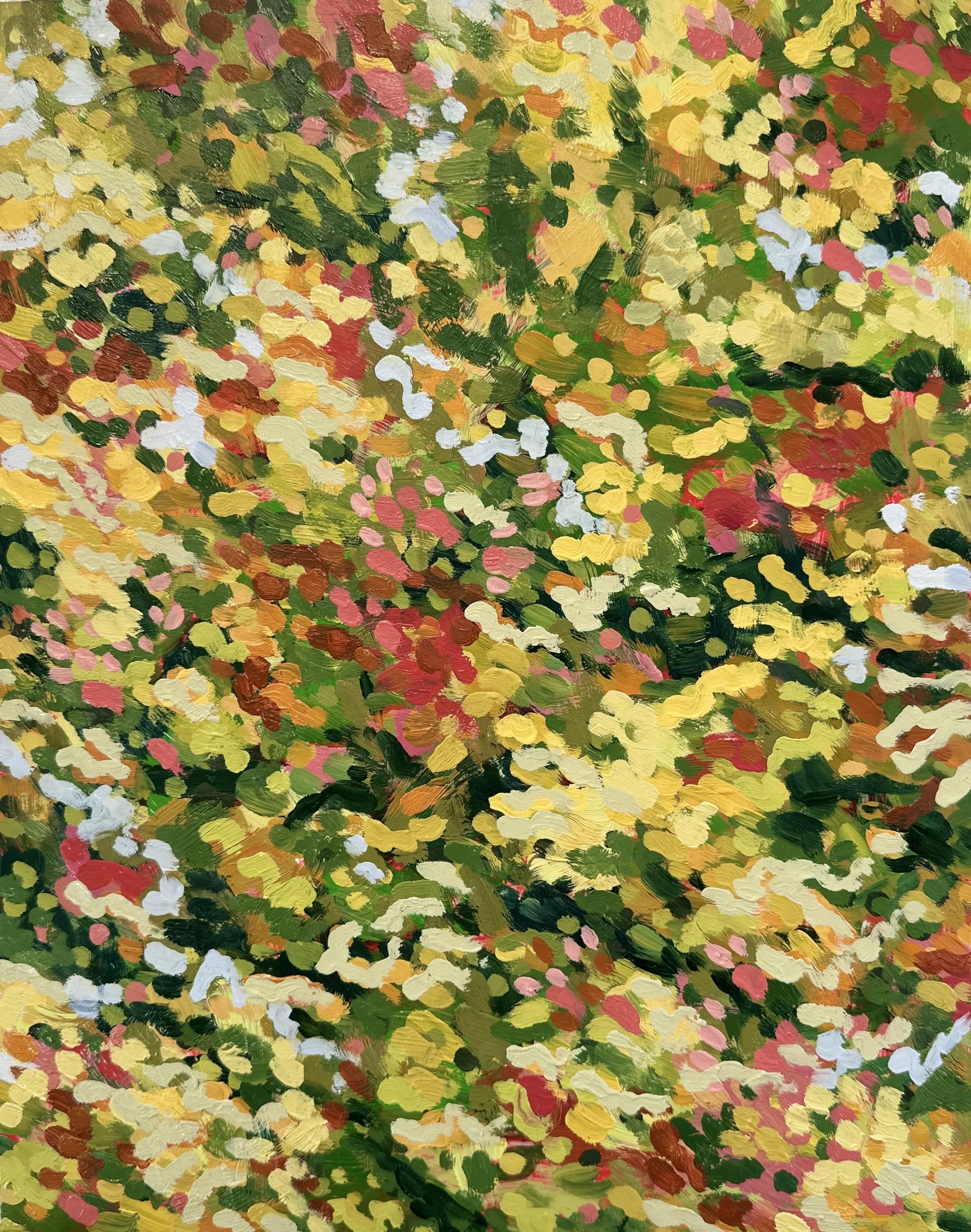 Fall Study with Estrangement No. 11, 2025, acrylic and oil on Yupo paper, 14" x 11"