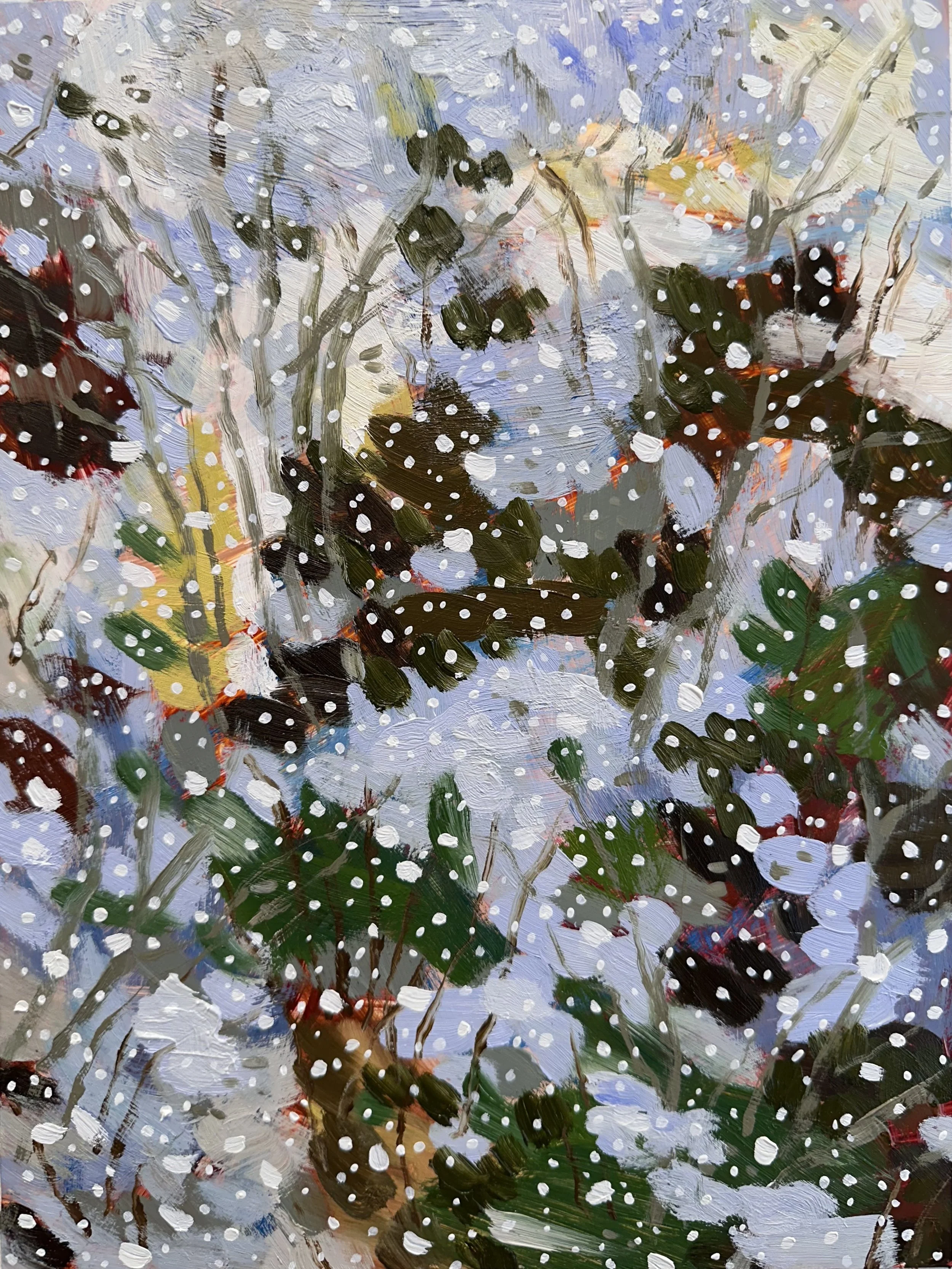 Silence No. 6, 2025, acrylic and oil on Yupo paper, 12" x 9"