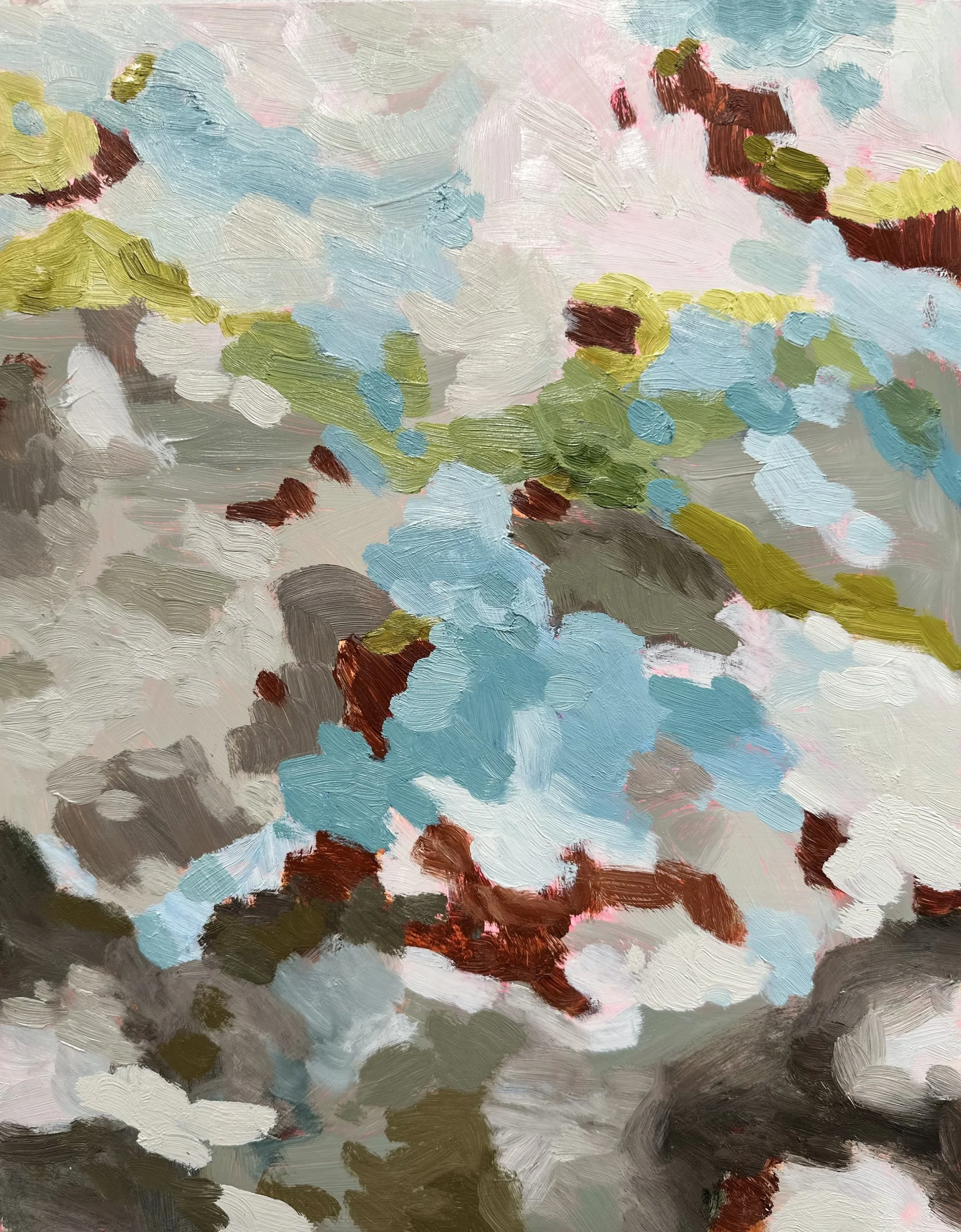 Winter Geologies No. 10, 2026, acrylic and oil on Yupo paper, 14 x 11