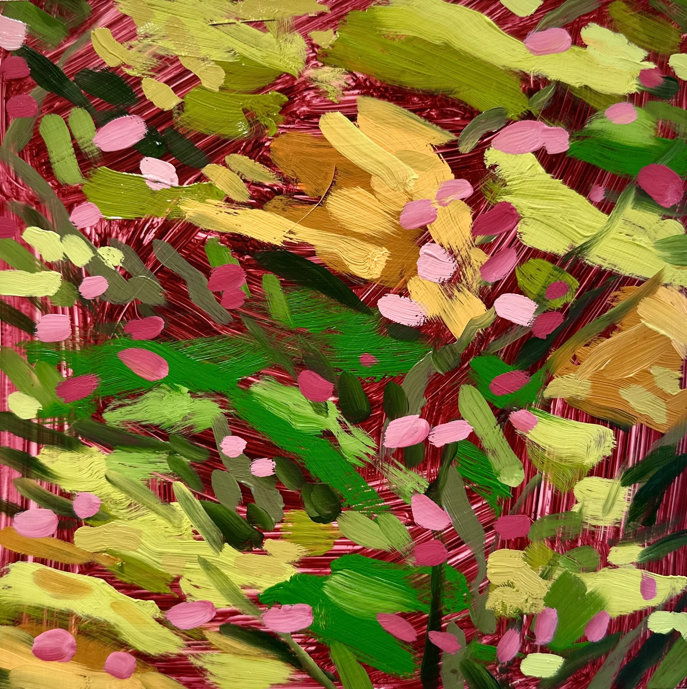 Fall Study with Post-Election Anxiety No. 2, 2024, acrylic and oil on Yupo paper, 7" x 7"