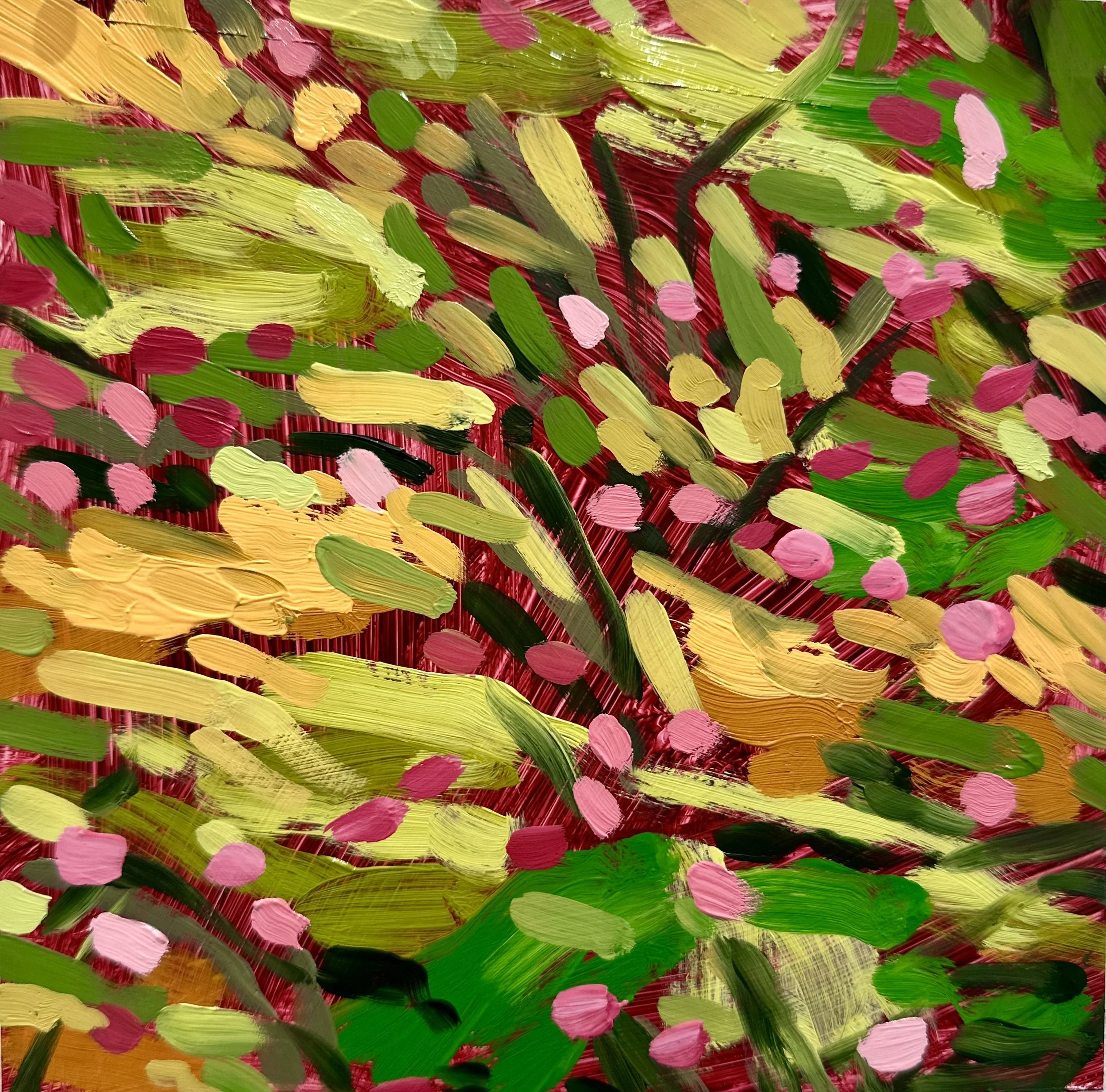 Fall Study with Post-Election Anxiety No. 1, 2024, acrylic and oil on Yupo paper, 7" x 7" (sold)