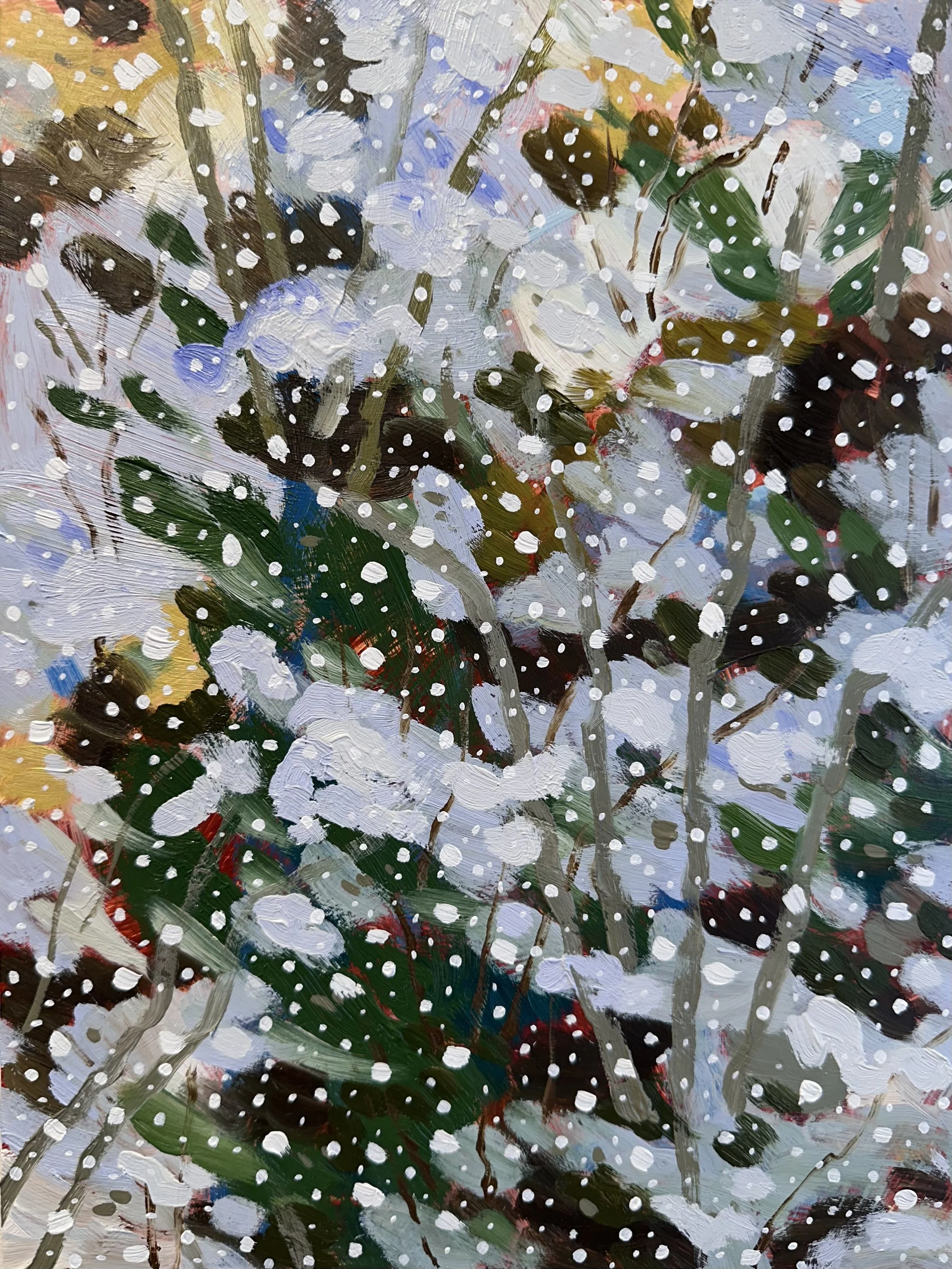 Silence No. 15, 2025, acrylic and oil on Yupo paper, 12" x 9"