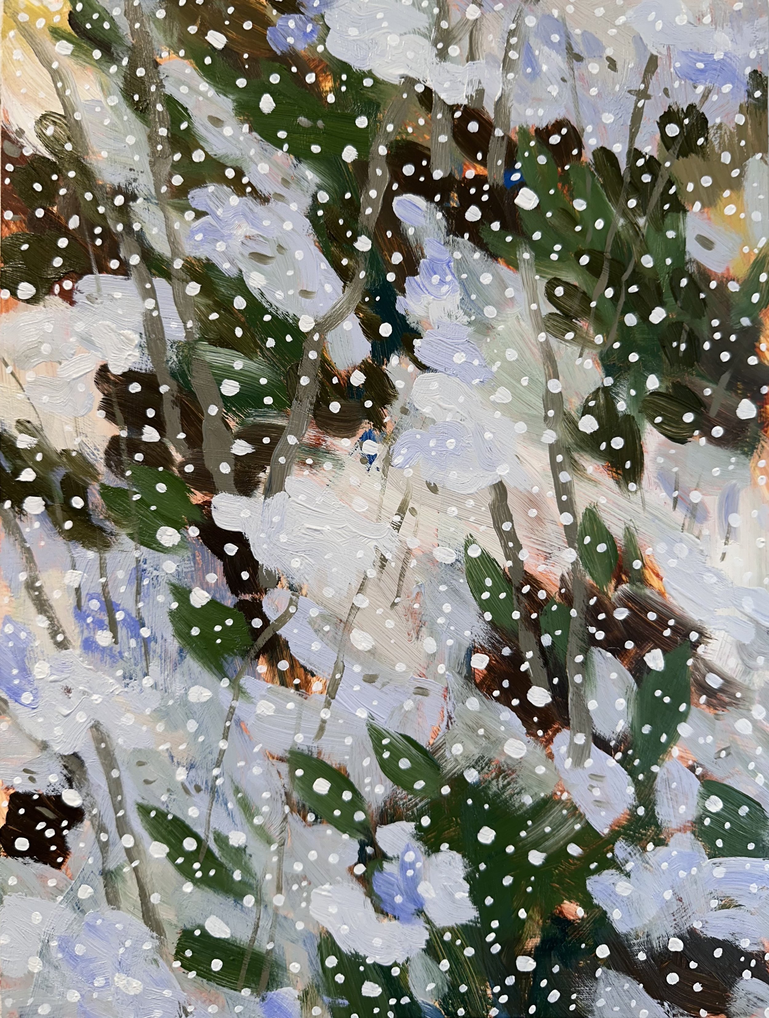 Silence No. 28, 2025, acrylic and oil on Yupo paper, 12" x 9"