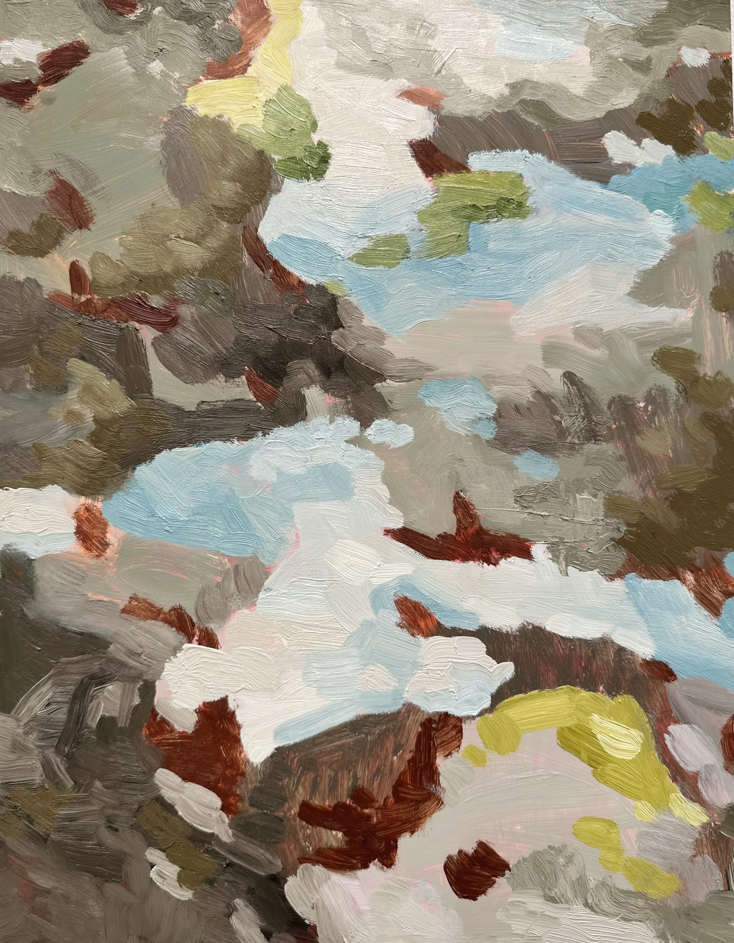 Winter Geologies No. 2, 2026, acrylic and oil on Yupo paper, 14 x 11