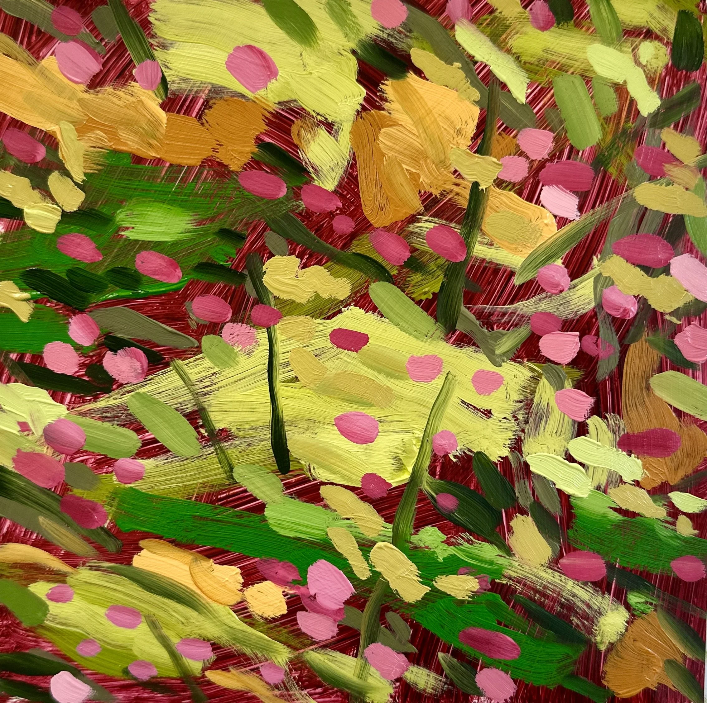 Fall Study with Post-Election Anxiety No. 4, 2024, acrylic and oil on Yupo paper, 7" x 7"