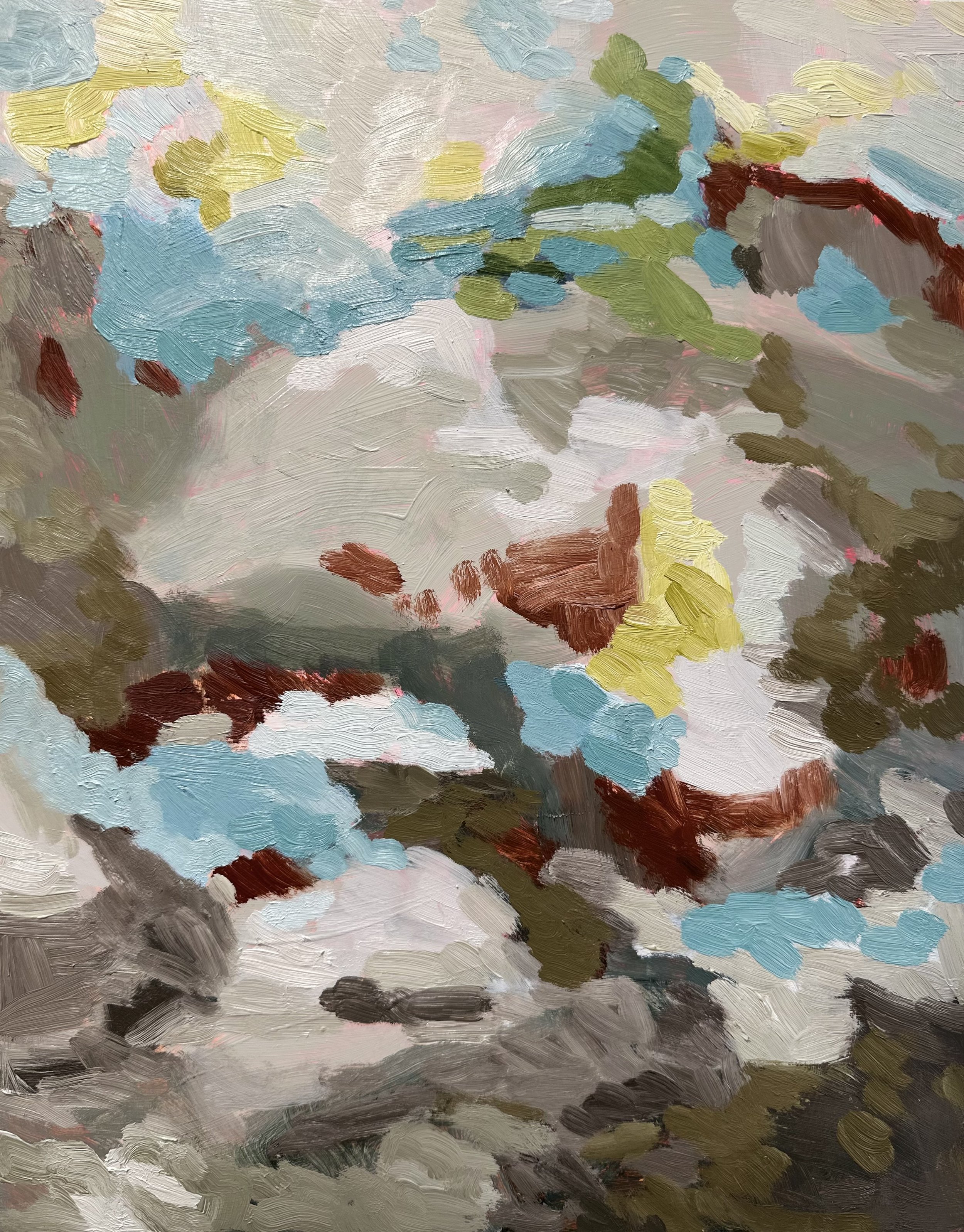 Winter Geologies No. 13, 2026, acrylic and oil on Yupo paper, 14 x 11