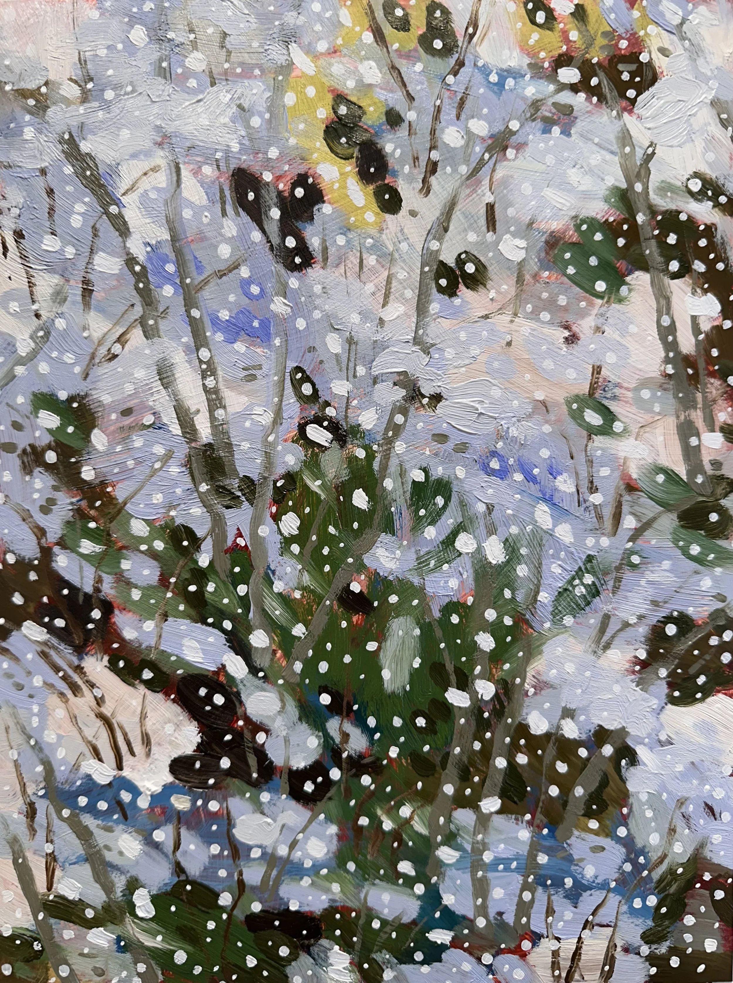 Silence No. 4, 2025, acrylic and oil on Yupo paper, 12" x 9"