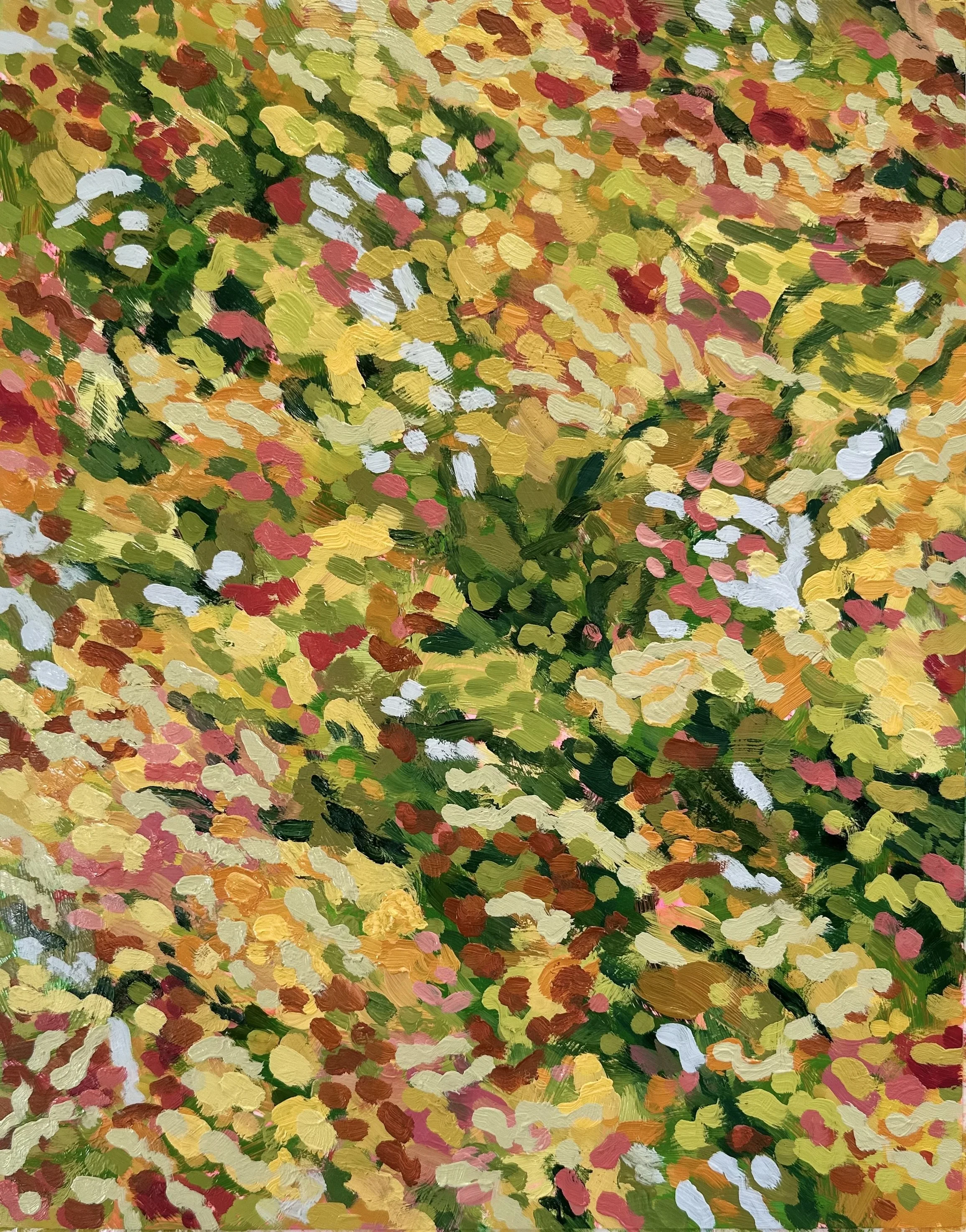 Fall Study with Estrangement No. 13, 2025, acrylic and oil on Yupo paper, 14" x 11"