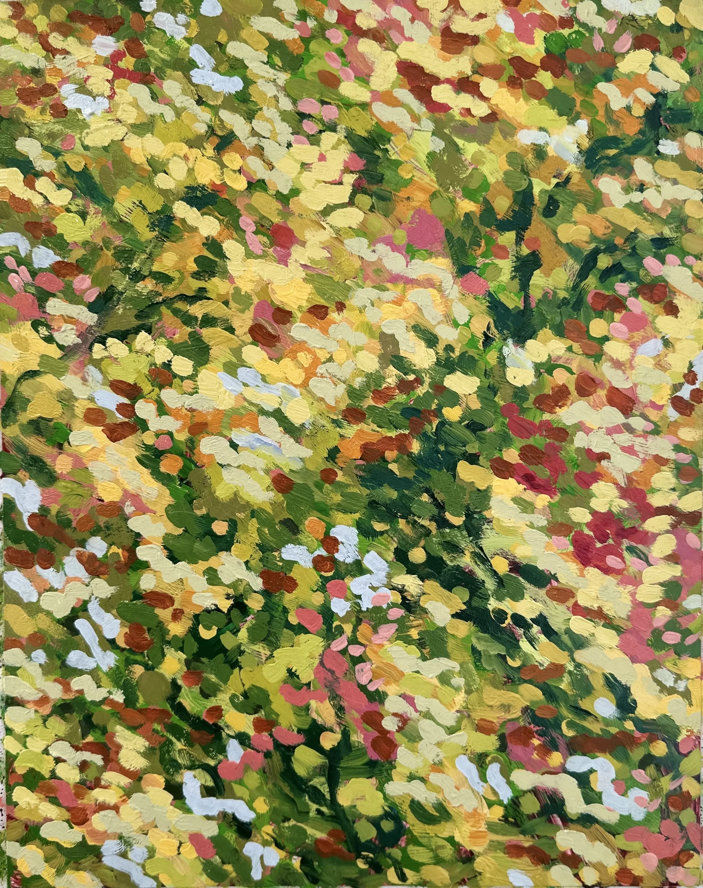 Fall Study with Estrangement No. 7, 2025, acrylic and oil on Yupo paper, 14" x 11"