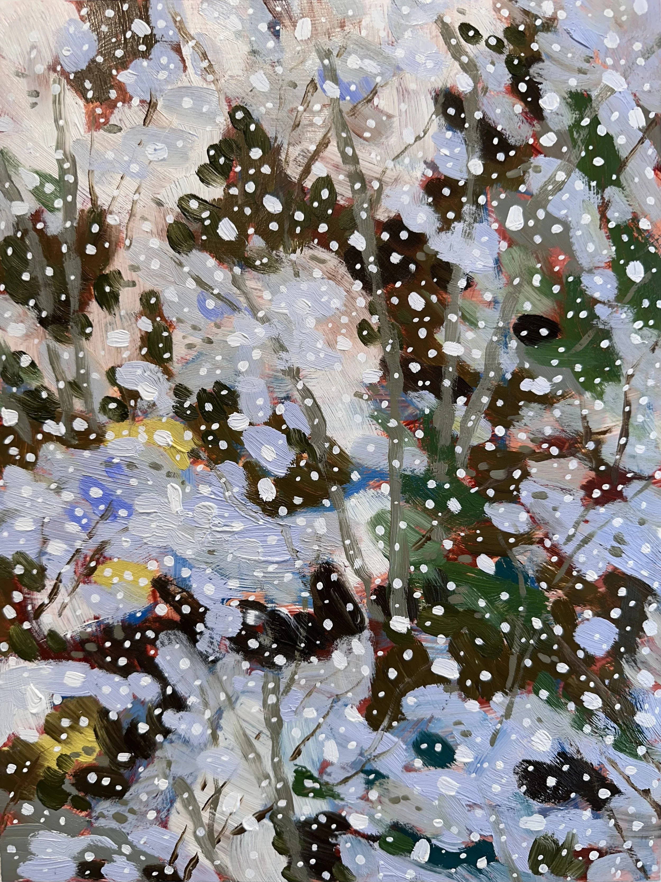 Silence No. 5, 2025, acrylic and oil on Yupo paper, 12" x 9"