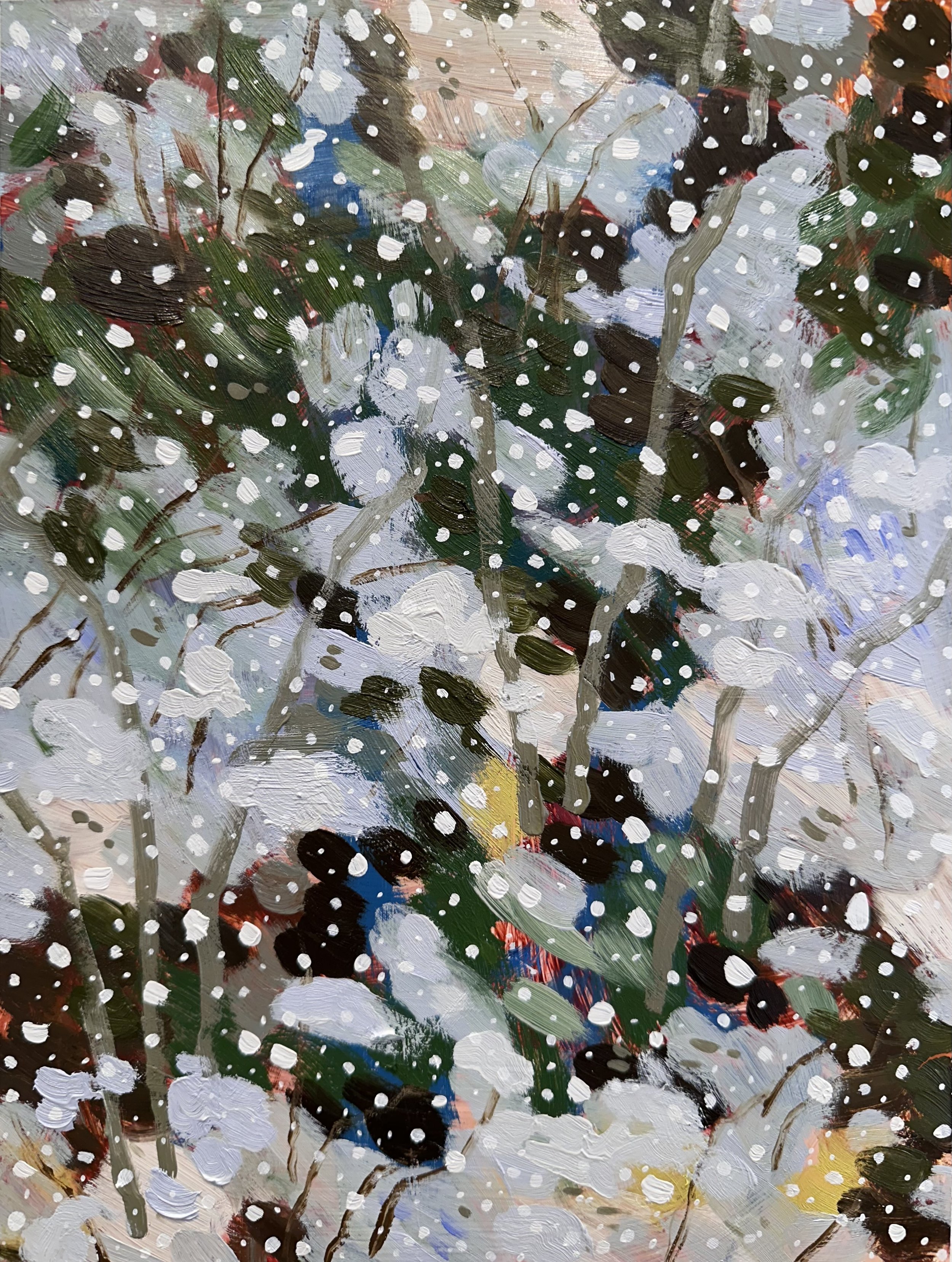 Silence No. 16, 2025, acrylic and oil on Yupo paper, 12" x 9"