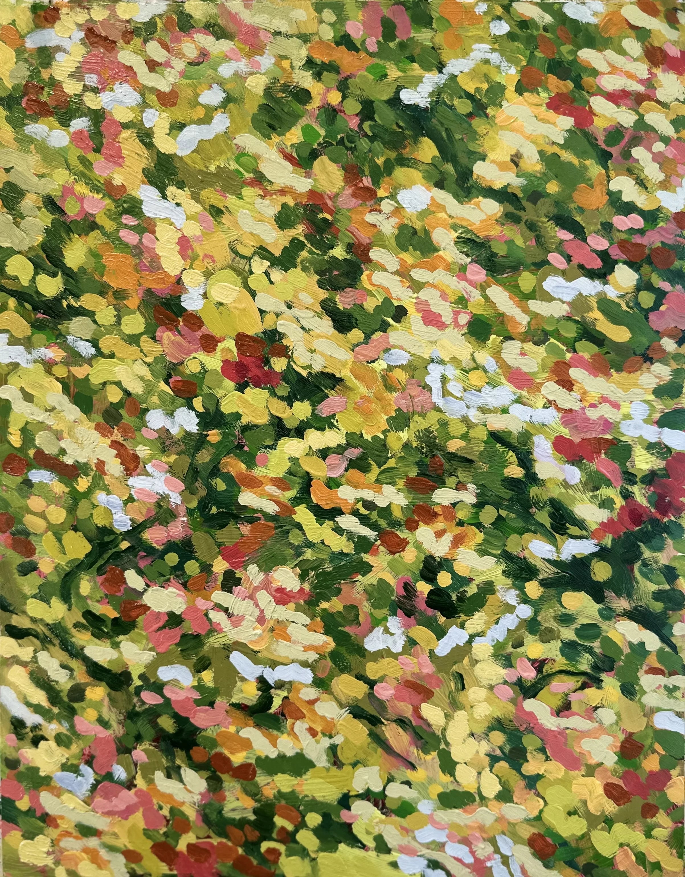 Fall Study with Estrangement No. 9, 2025, acrylic and oil on Yupo paper, 14" x 11"