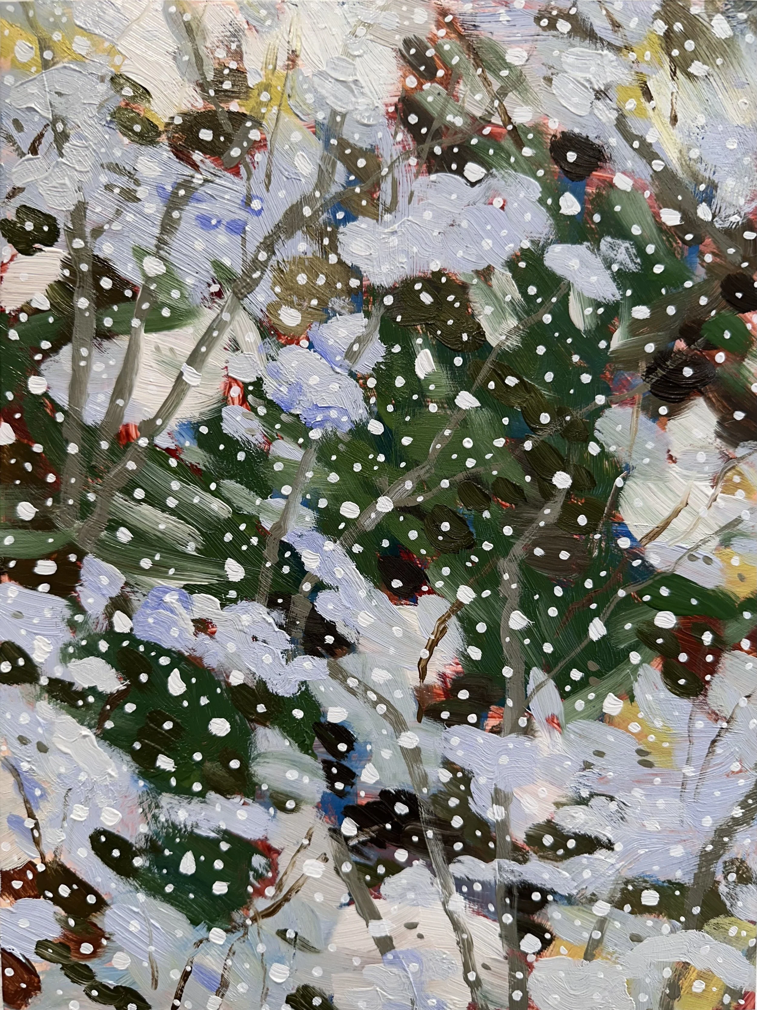 Silence No. 18, 2025, acrylic and oil on Yupo paper, 12" x 9"