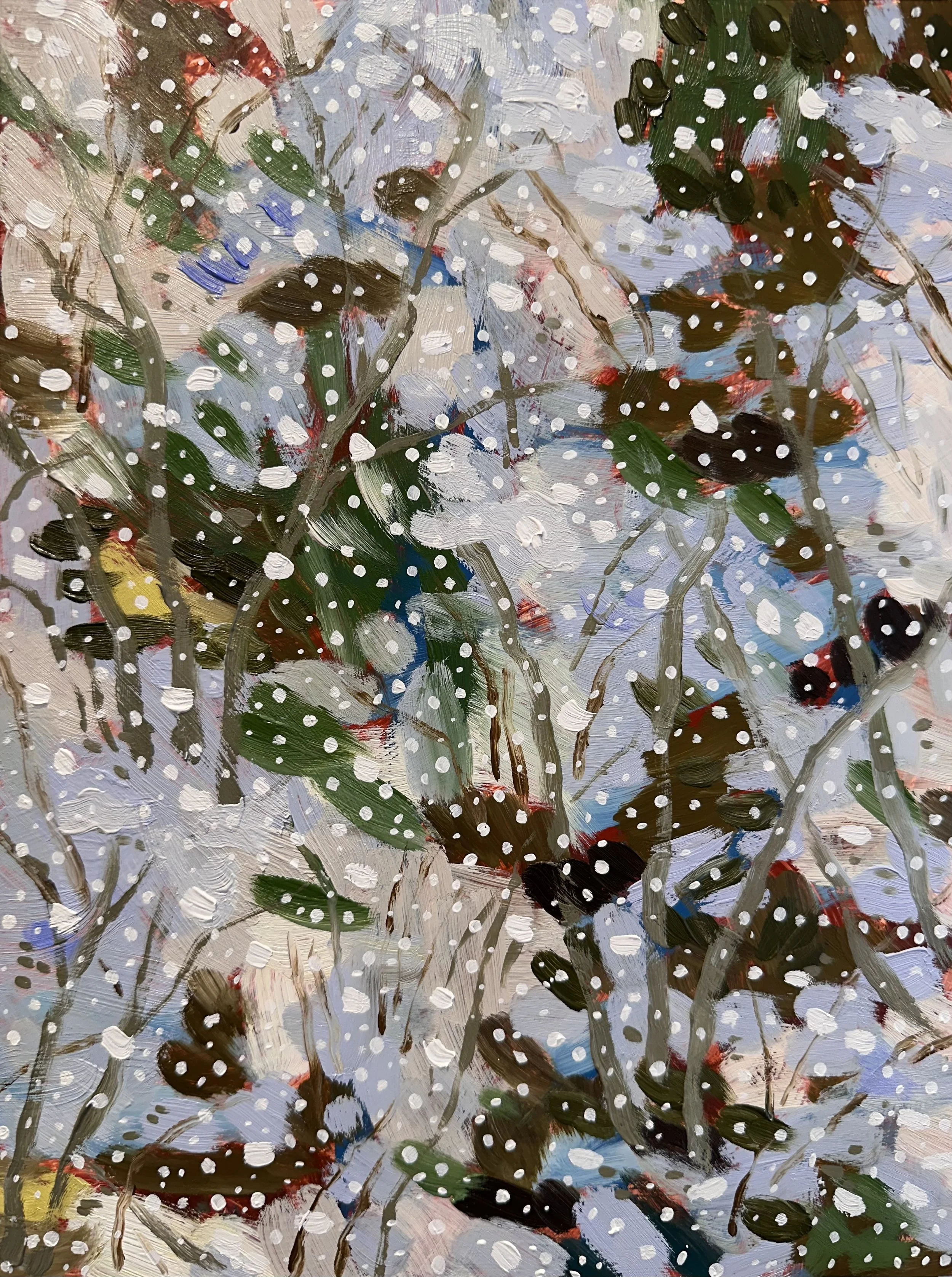 Silence No. 3, 2025, acrylic and oil on Yupo paper, 12" x 9"