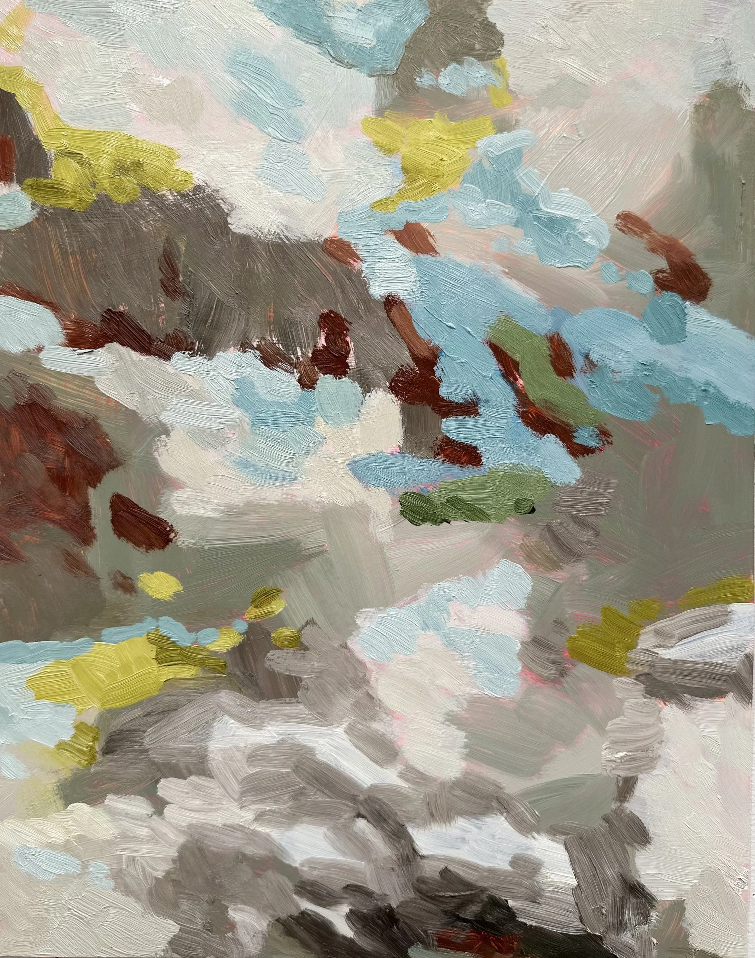 Winter Geologies No. 6, 2026, acrylic and oil on Yupo paper, 14 x 11