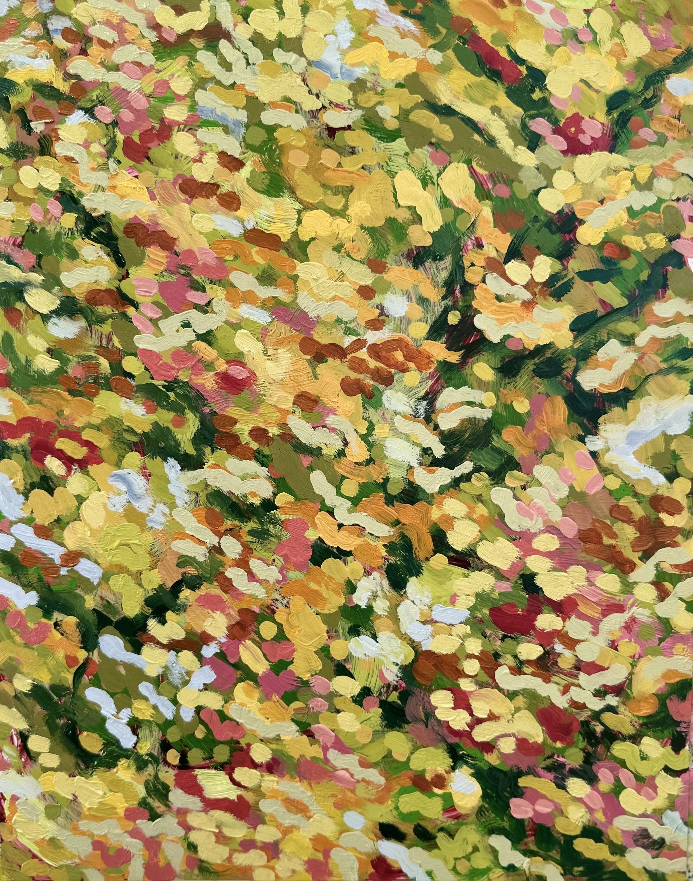 Fall Study with Estrangement No. 15, 2025, acrylic and oil on Yupo paper, 14" x 11"