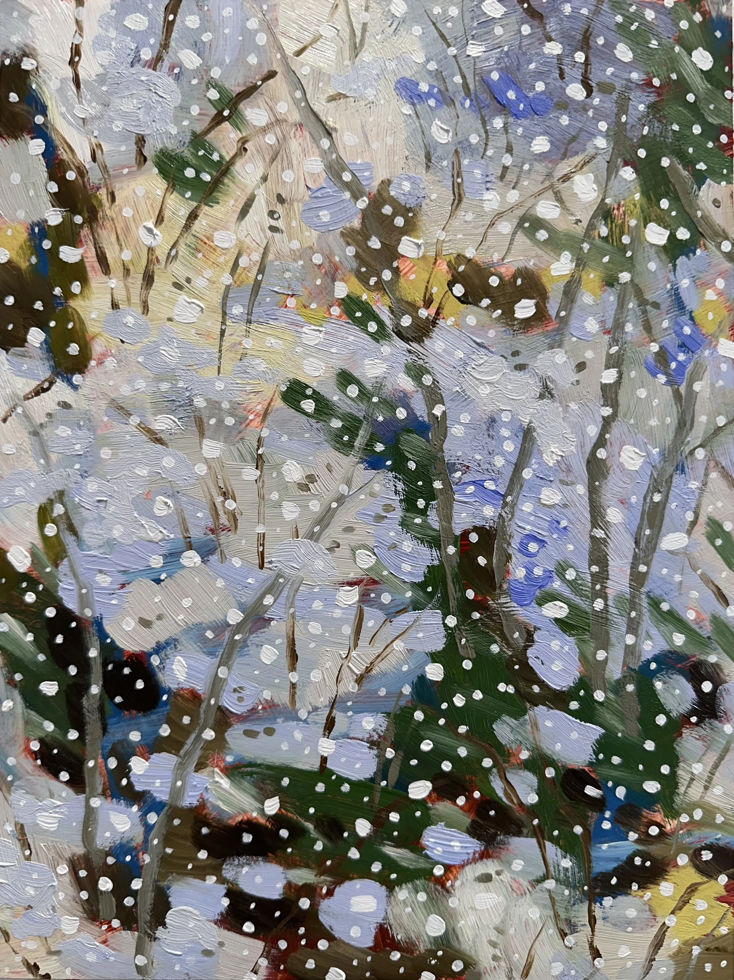 Silence No. 2, 2025, acrylic and oil on Yupo paper, 12" x 9"