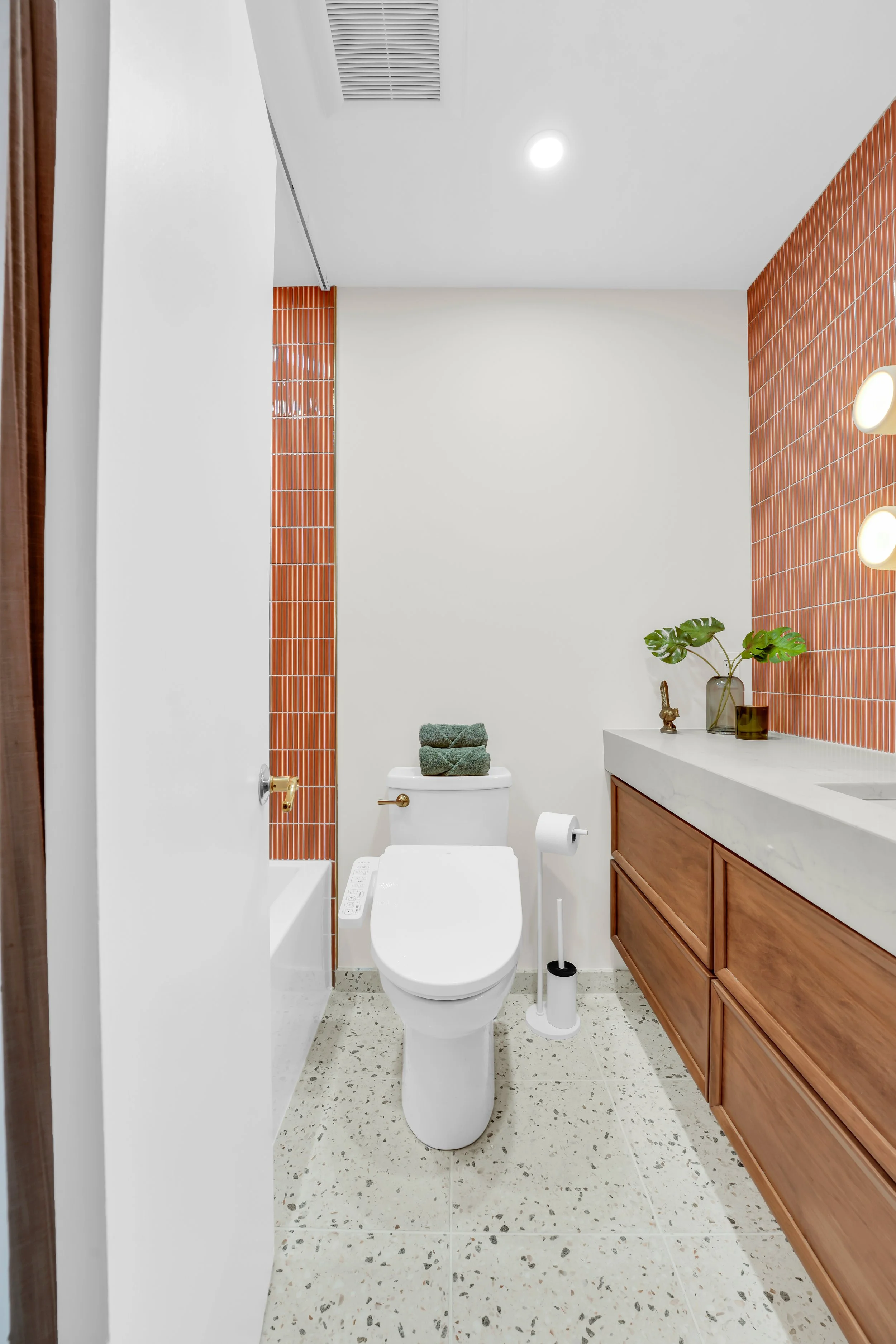 Bidet toilet and terrazzo flooring 