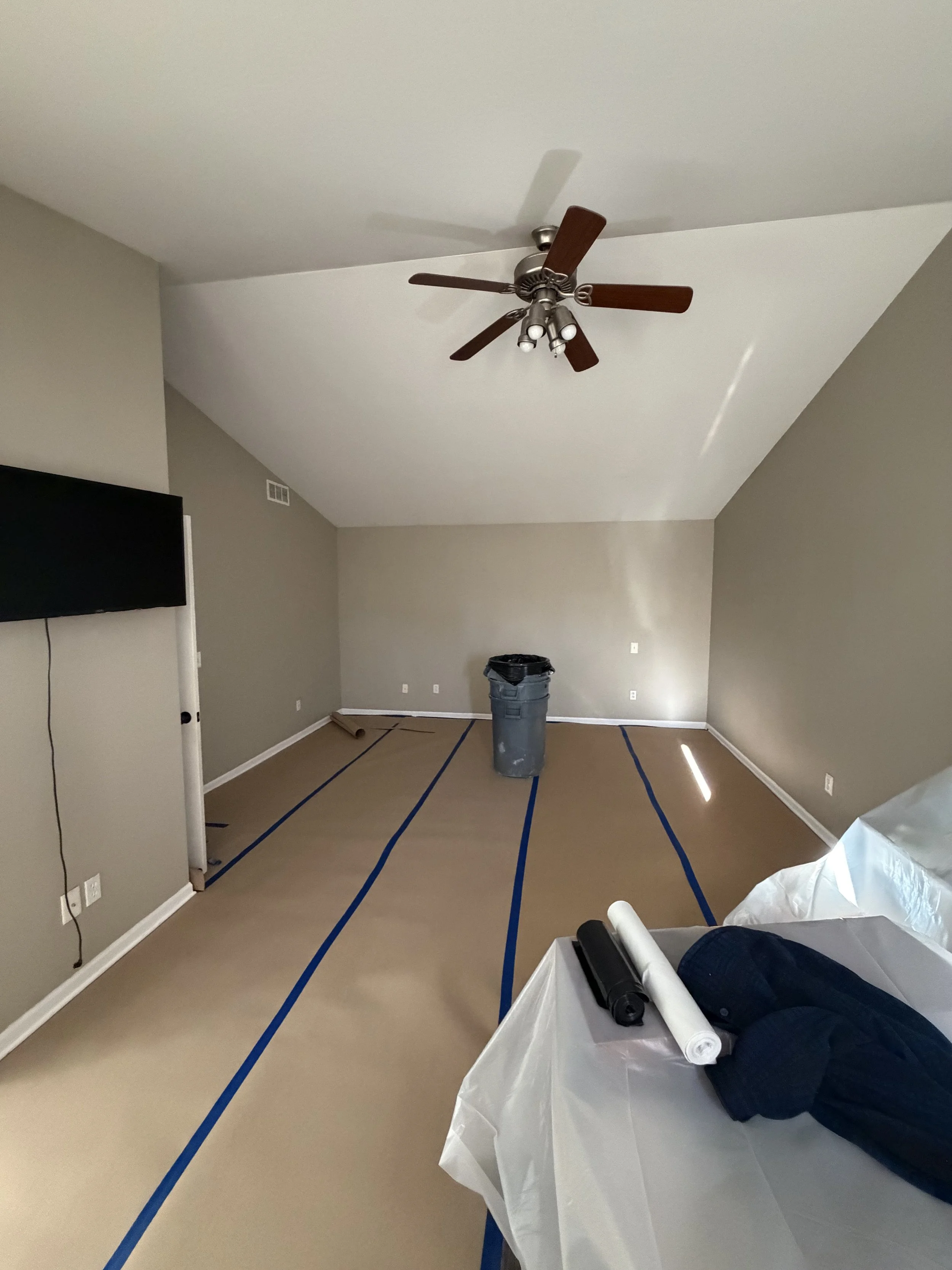 Master bedroom before renovation where a wall was added for a closet