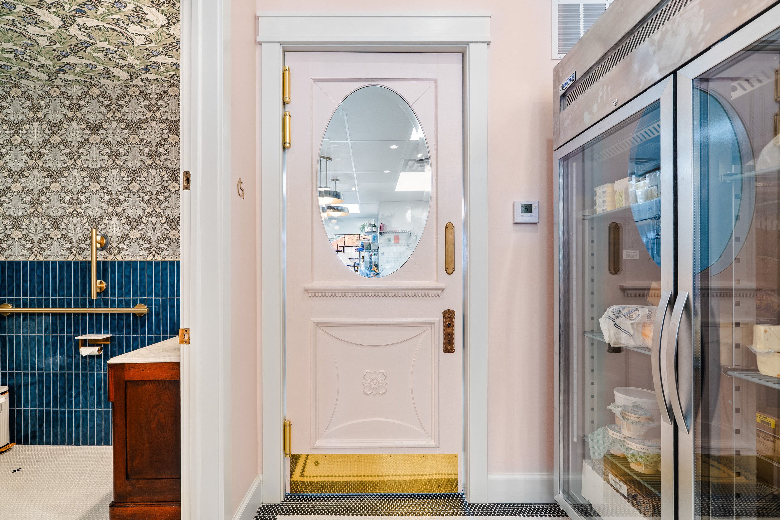 Door to the commercial kitchen in back.