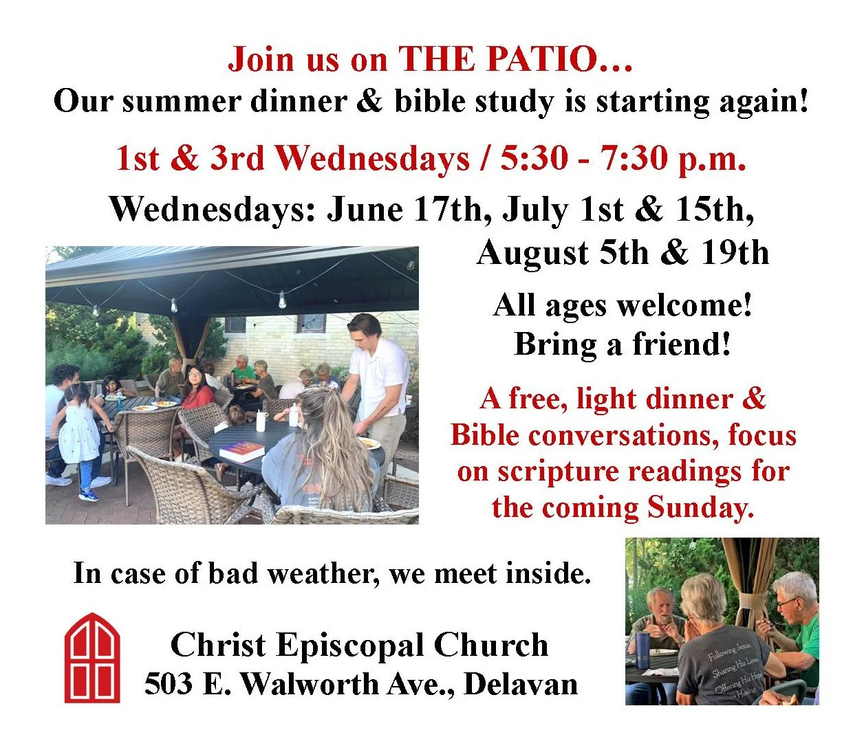 Delevan Patio Dinner &amp; Bible Study 