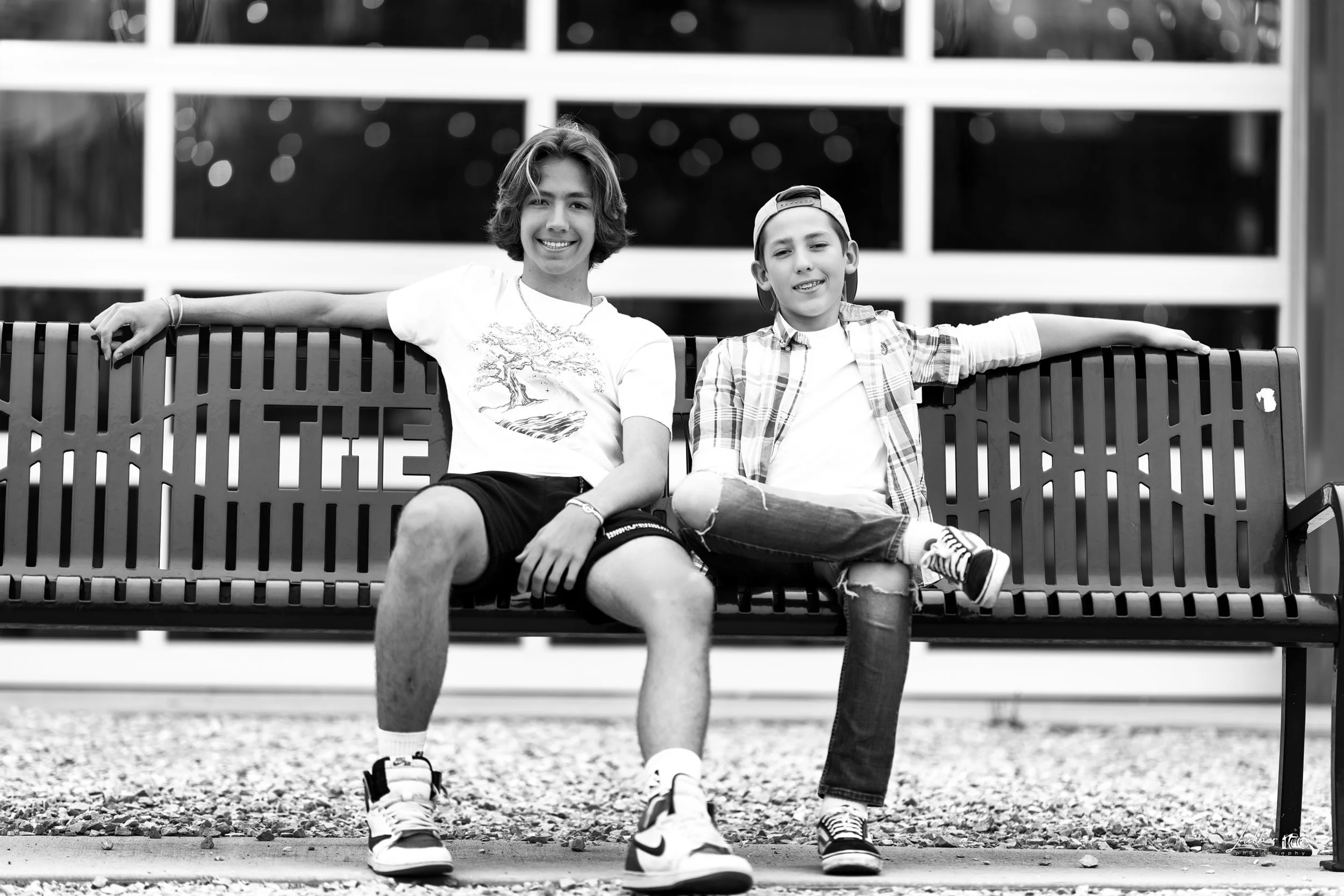 Two brothers sharing a moment during a portrait session