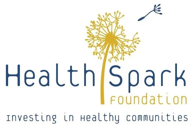 HealthSpark foundation and its logo--a dandelion with its seeds blowing in the wind. The tagline is "investing in healthy communities."