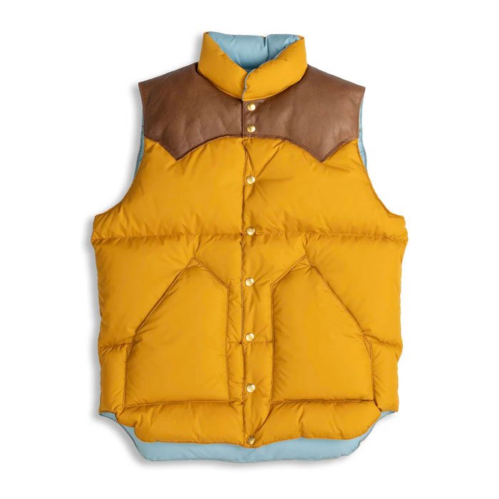 Rocky Mountain Featherbed for Clutch Cafe Reversible Down Vest Mustard x Sax Blue
