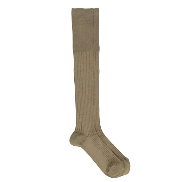 Pedemeia Knee High Cotton Fil D`Écosse Ribbed Socks Men Khaki