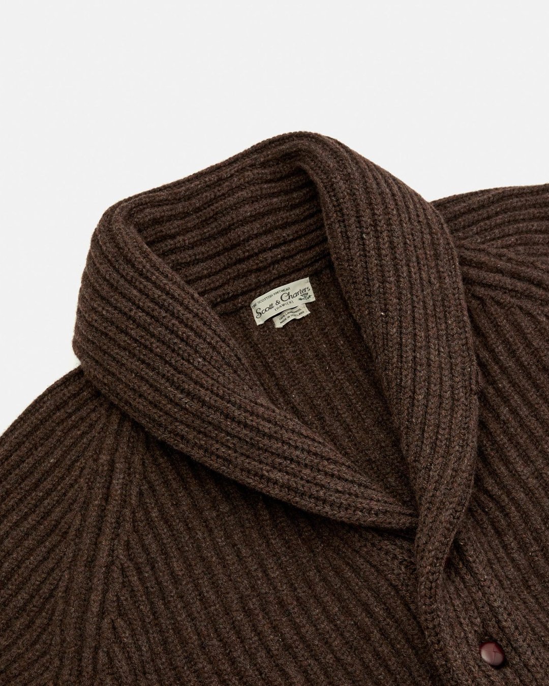 Scott &amp; Charters Shawl Collar Cardigan Dark Brown