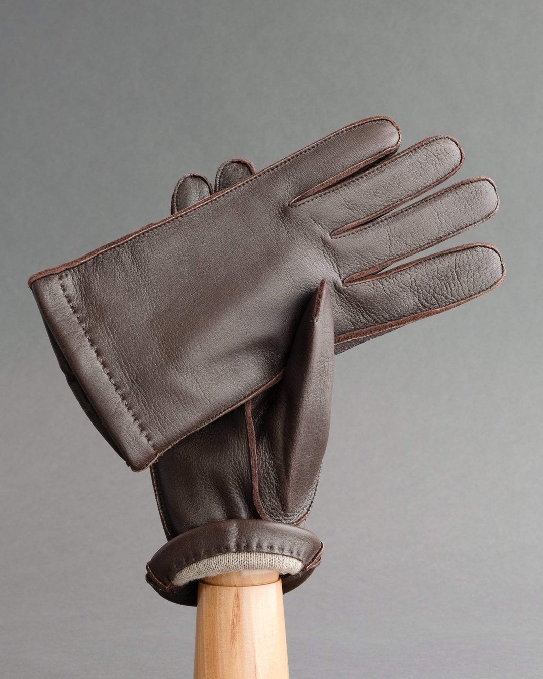 Thomas Riemer Gloves Gentlemen's Sporty Gloves from Dark Brown 2 Deerskin Lined with Cashmere