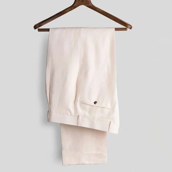 Poszetka Pearl White Linen Trousers