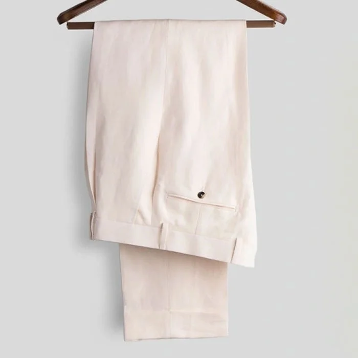 Poszetka Pearl White Linen Trousers
