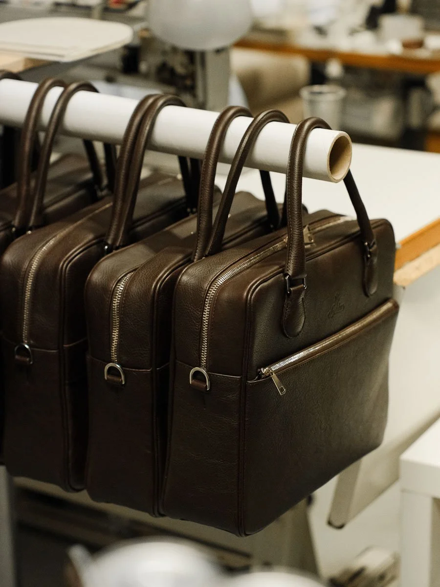 Sartolane Everyday Briefcases in dark brown leather.