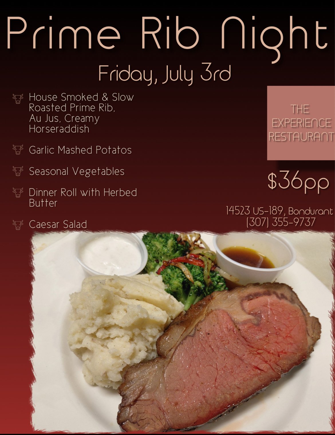 Prime Rib Night at the Elkhorn, The Experience Restaurant