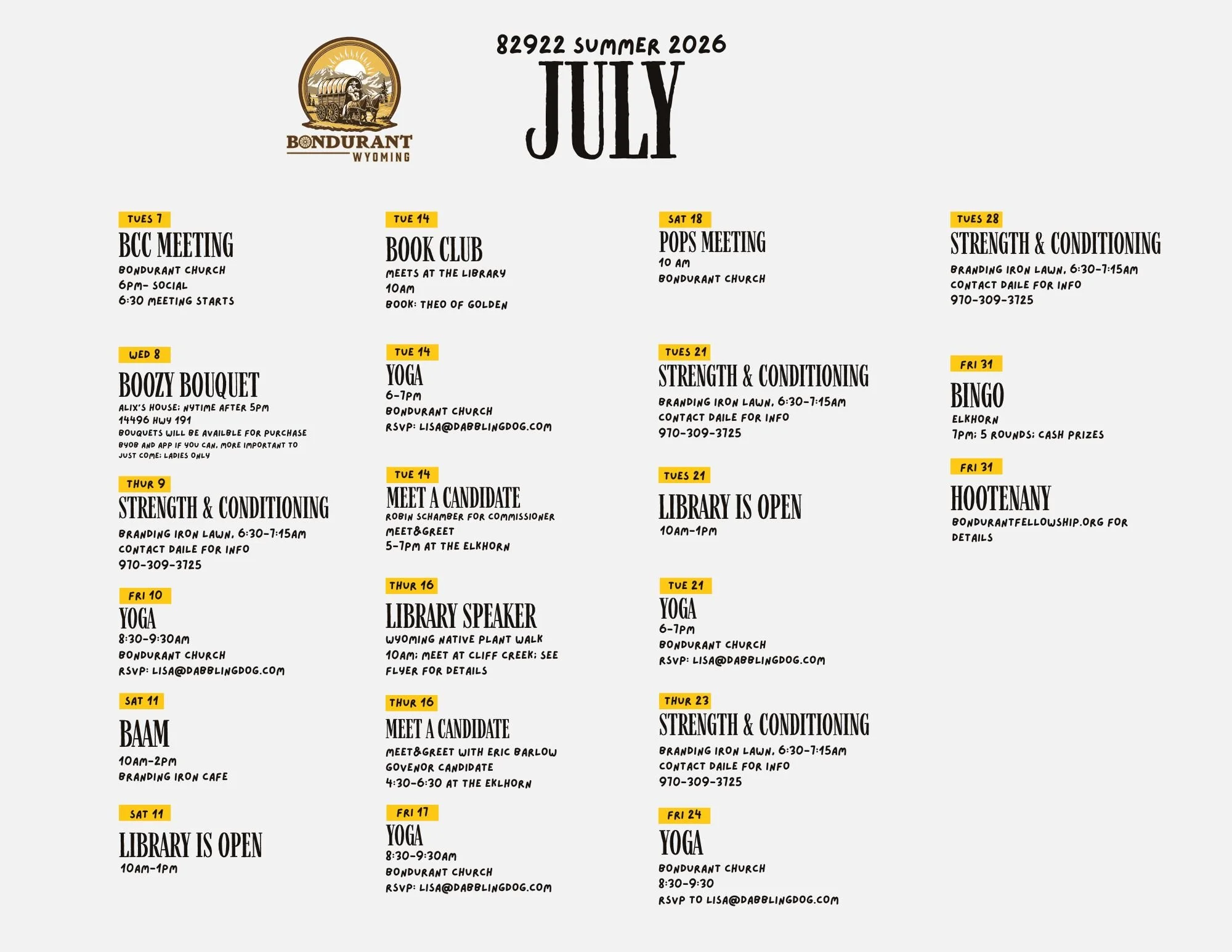 82922 July 2026 Events