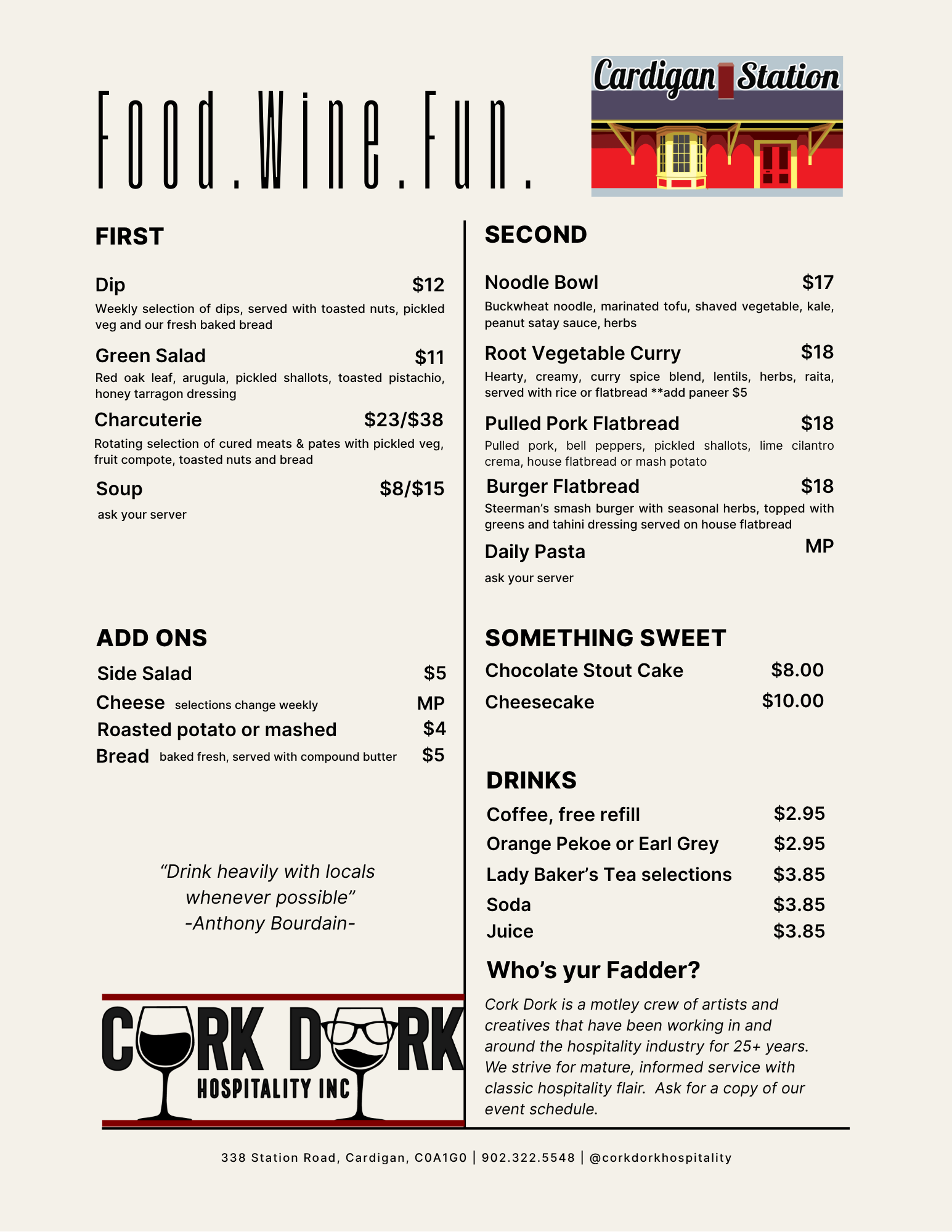 Daily Menu — Cardigan Station