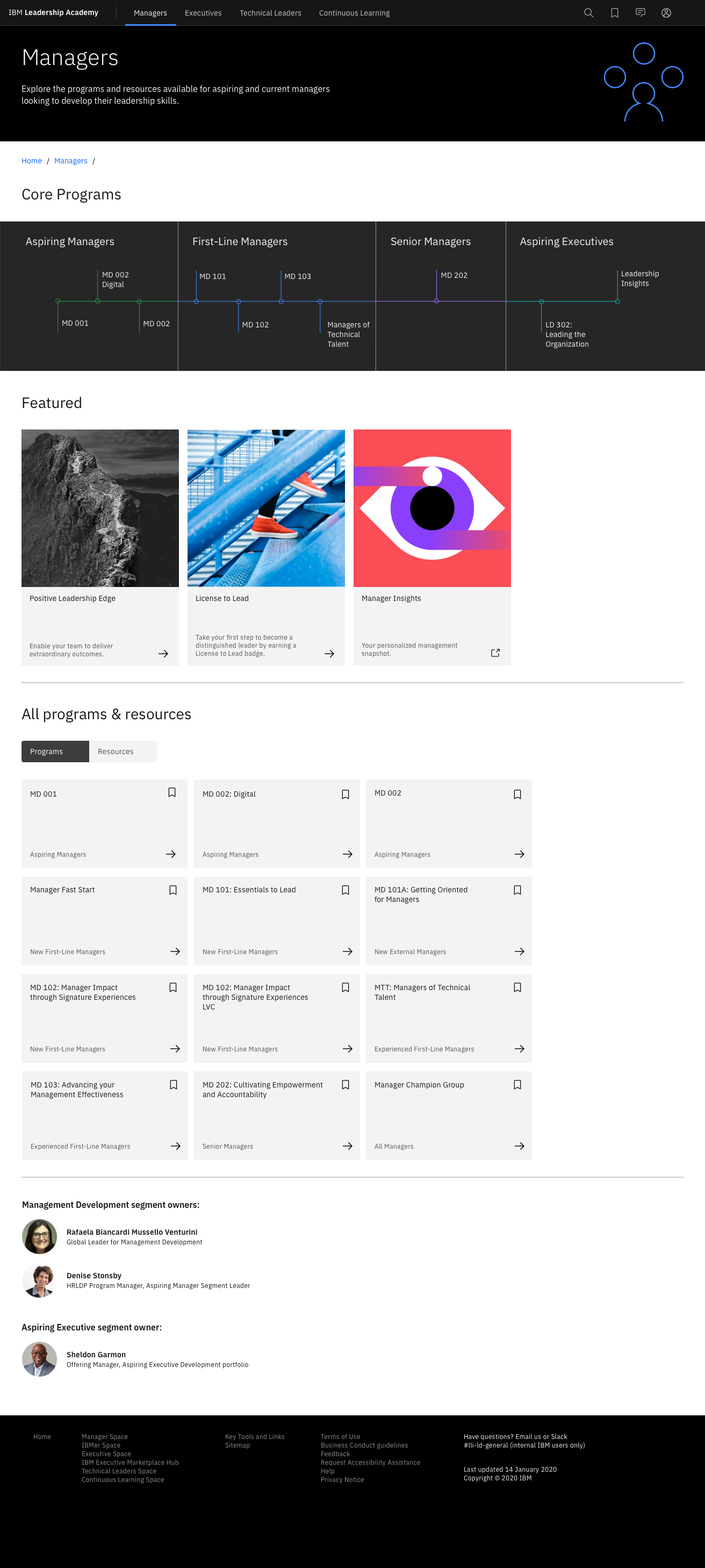 Curated content page for Managers featuring programs and resources created by our team