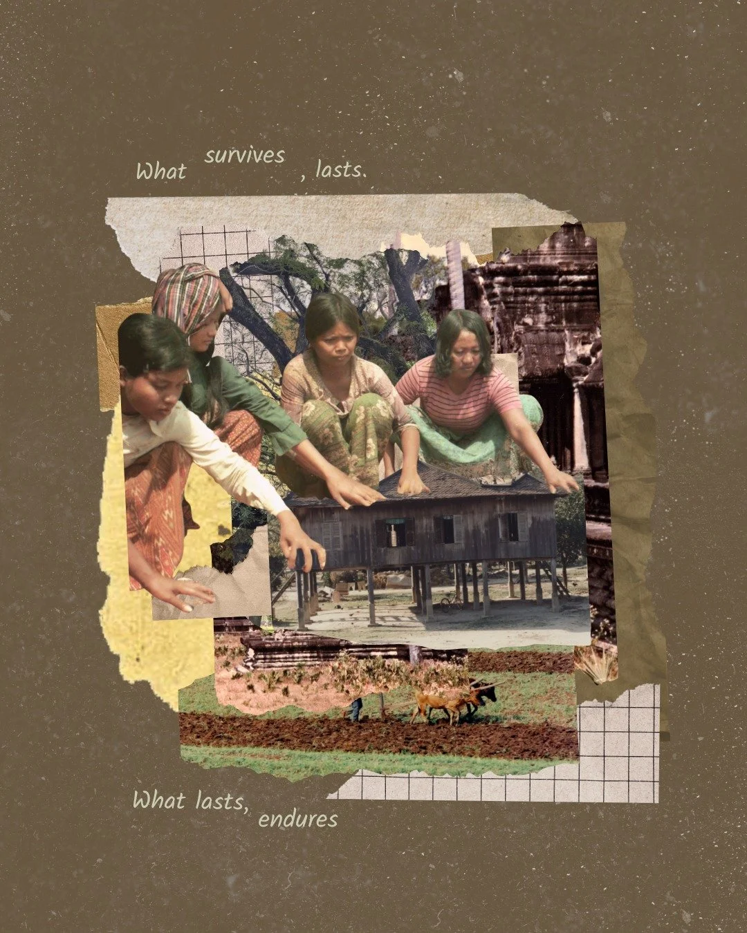 LAST
Day 28 @februllage

Collaging to be distracted today with a few of my old dad's photos: the women are from the Cambodian refugee camps in Thailand in the 80s, and the house is an old house in Pursat in the 90s. 

#cambodiacollage #cambodiaart #c