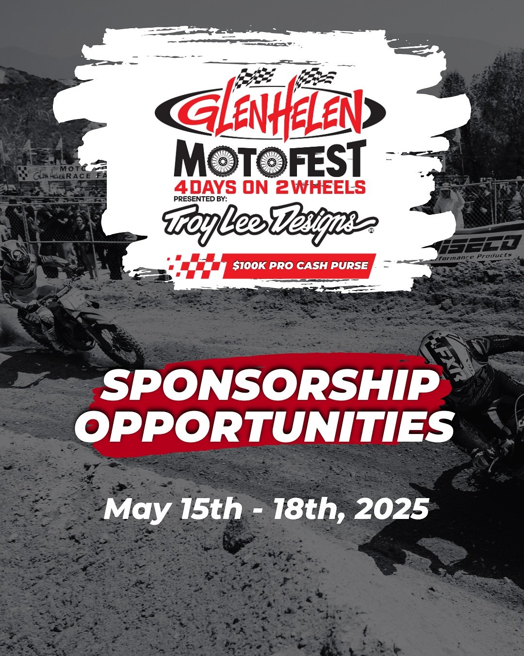 SPONSOR SPOTS OPEN 🚨
MotoFest 2025 is going BIG — 4 days of racing, challenges, and nonstop moto energy 🔥
Wanna get your brand in front of thousands of riders and fans?
🎯 Vendor Row booths
🎯 Live stream shoutouts
🎯 Trackside banners &