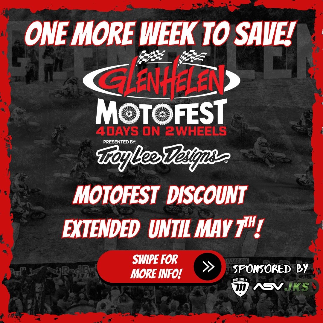The MotoFest madness just got even better 🔥
We’re giving you ONE MORE WEEK to lock in discounted admission and race entries — now through May 7! 🎟️💸
This isn’t just a race weekend… it’s 4 days of non-stop action 🏁