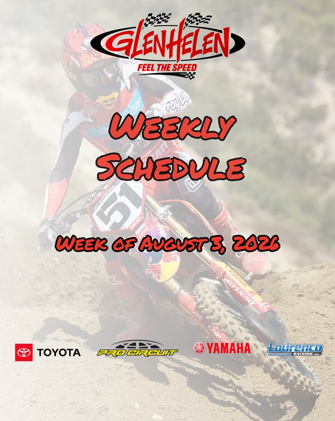 Welcome to August! With a new month we&rsquo;ve got a some new changes coming! The Arroyo Vet Track, will be closed for on Tuesday and possibly Thursday depending on how fast the work will be completed. We&rsquo;ll provide an update when we can. 

@s