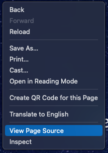how to view page source on a website