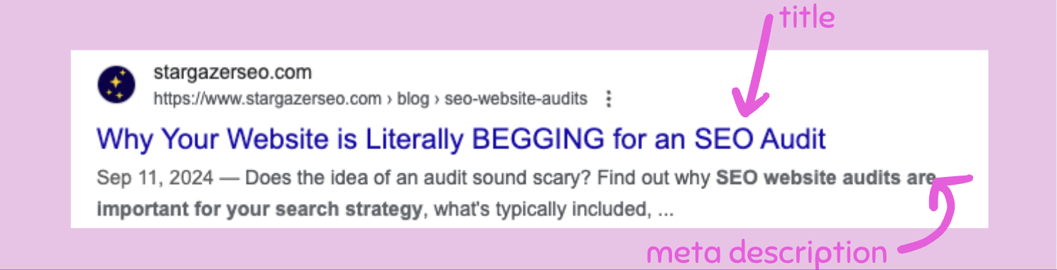 example of an SEO title and meta description in search results