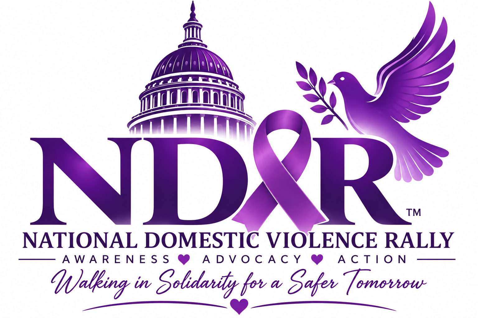 Document the Abuse at the National Domestic Violence Rally banner. purple against white background