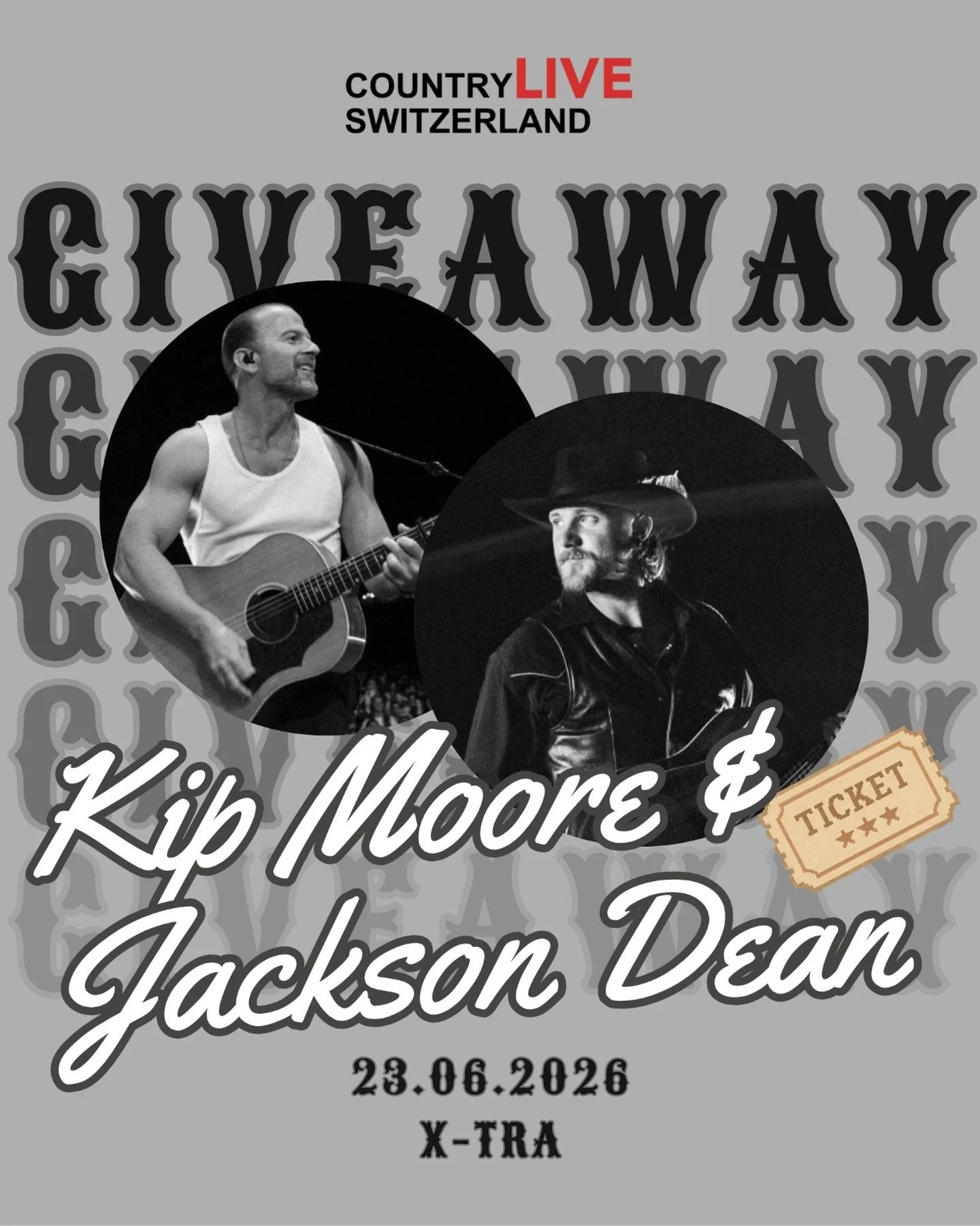 🎶 🐰 EASTER GIVEAWAY 🐰 🎶
Win 1x2 tickets to see @kipmooremusic and @thejacksondean live in Zurich! 🤠🔥

📍 X-TRA / 🗓️ 23. June 2026

How to enter:
👉 Follow @countryliveswitzerland &amp; @gadget.entertainment 
👉 Like this post ❤️
👉 Tag a frien